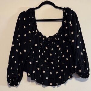 J. Crew Black and White Polka Dot Blouse